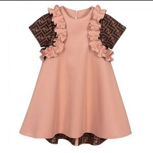 Fendi Formal Kids Dress in Blush and Chocolate
